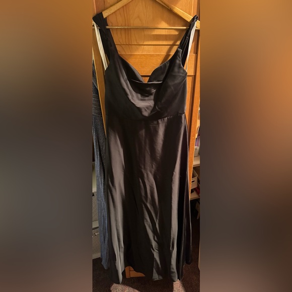 Azazie Black Satin Dress - Picture 5 of 10